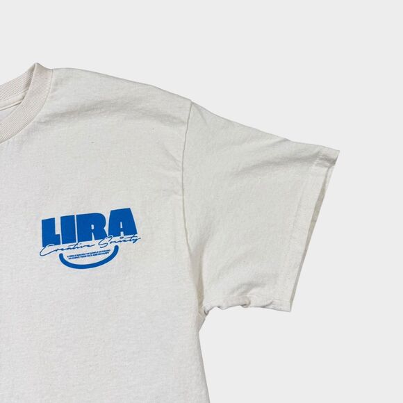 LIRA Creative Society T-Shirt Men's Medium White Graphic Smiley Globe Streetwear - Picture 3 of 8